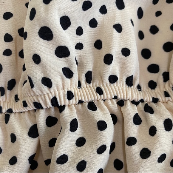 Pink Lily Faux Wrap Polka Dot Dress Cream & Black Mini - Picture 6 of 12